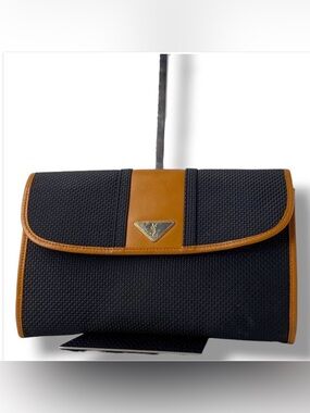 Yves Saint Laurent Black and Tan Clutch